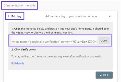 how to add google verification code in html
