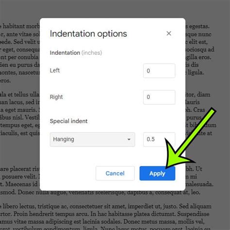 how to add hanging indent in google docs mobile