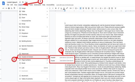 how to add header and footer in google docs iphone