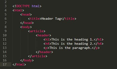 how to add header in html code