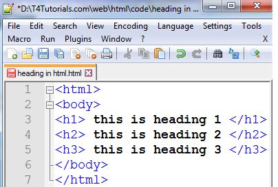 how to add heading in html
