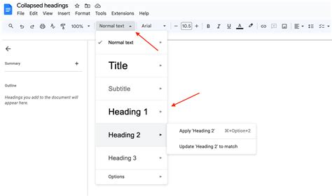 how to add headings to the sidebar in google docs