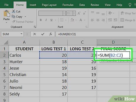 how to add in excel formula
