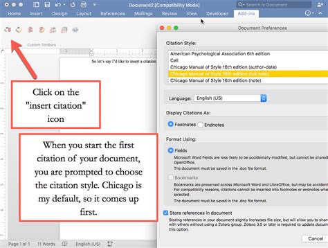 how to add in text citation in word using zotero
