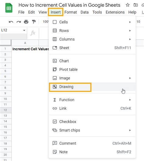 how to add increment button in google sheets