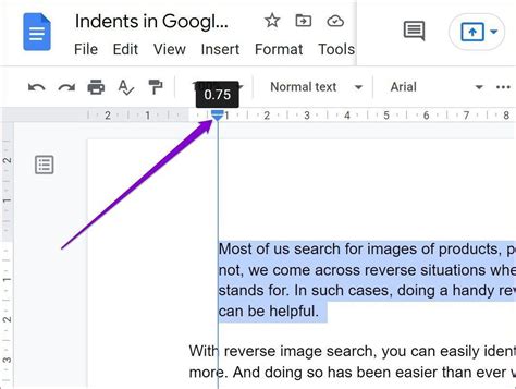 how to add indent in google docs ipad