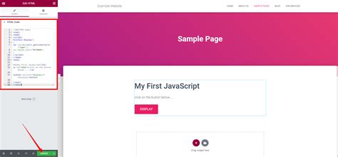 how to add javascript in elementor