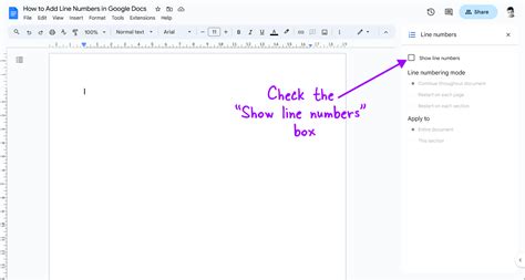 how to add line numbers in google docs ipad