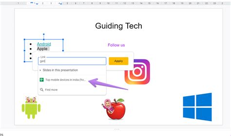 how to add link in google slides ipad
