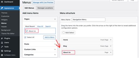 how to add link to menu in wordpress