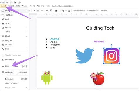 how to add links to images google slides