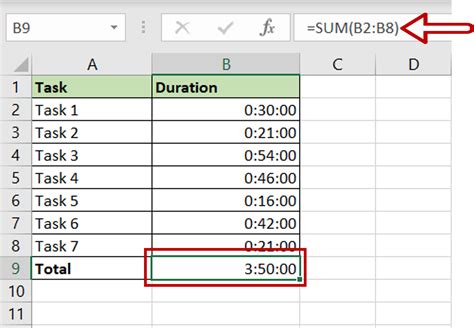 how to add minutes in excel spreadsheet