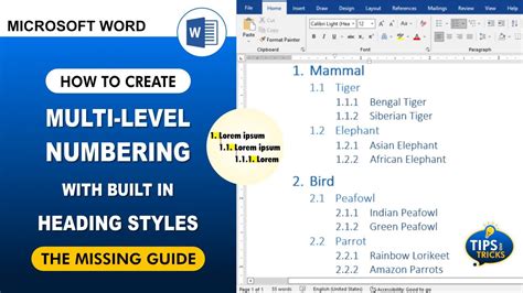 how to add multilevel numbering in word