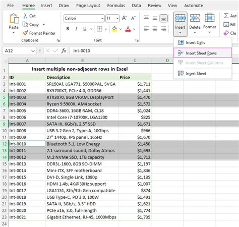 how to add multiple rows in excel sheet