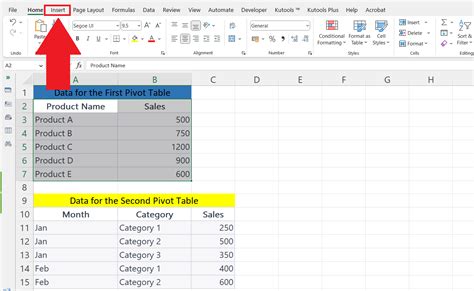 how to add multiple tables in one excel sheet