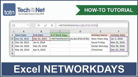 how to add networking days formula in excel