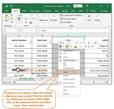 how to add new column in excel table