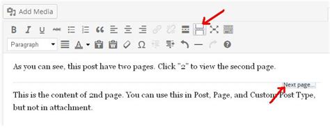 how to add next page button in wordpress