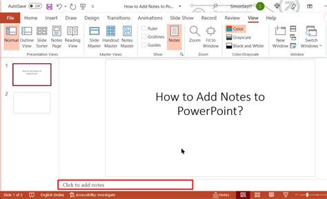 How To Add Notes To A Slide In Powerpoint 2016