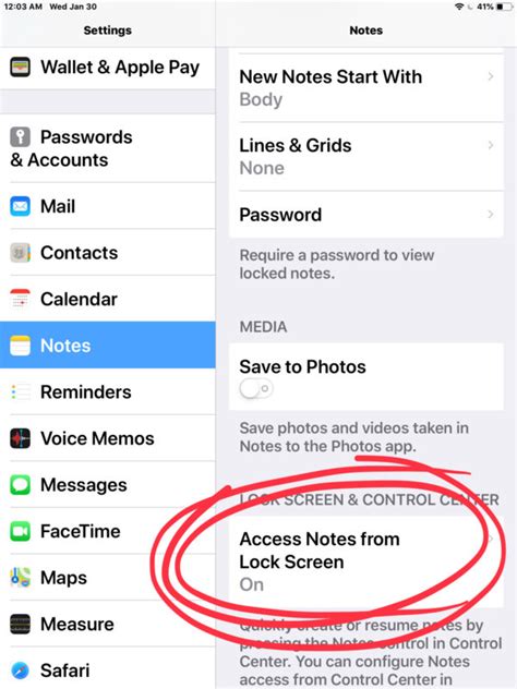 how to add notes to lock screen ios
