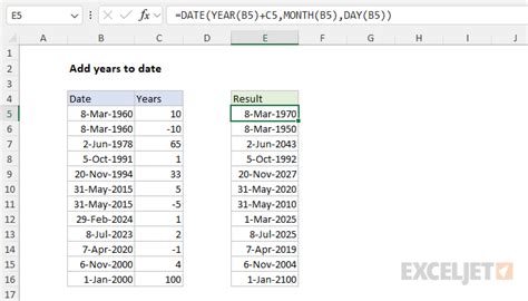 how to add one year into a date in excel