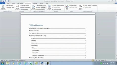 how to add page numbers in word with table of contents
