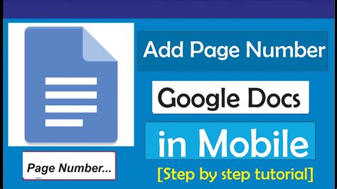 how to add page numbers on docs mobile