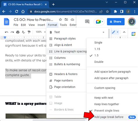 how to add pages to a google docs