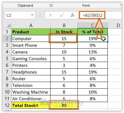 how to add percentage in excel formula