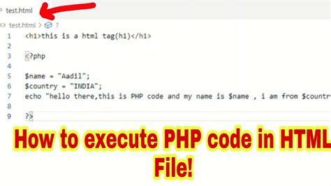 how to add php code in html file