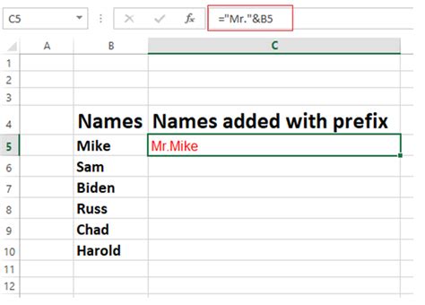 how to add prefix in excel column