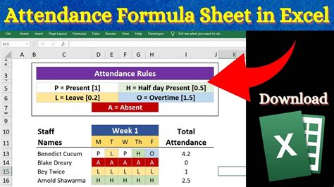 how to add present and absent in excel