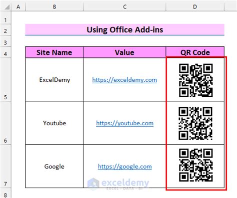 how to add qr code in excel sheet