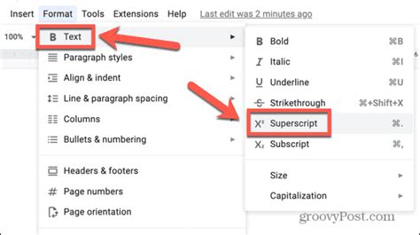 how to add raise to power in google docs