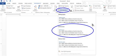 how to add reference in text in word