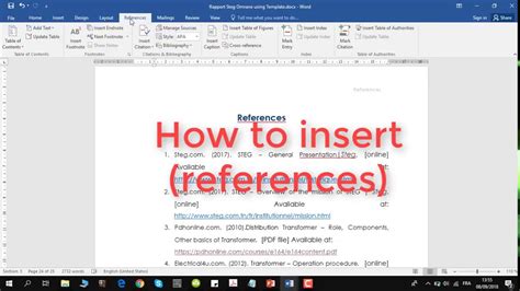 how to add references in words
