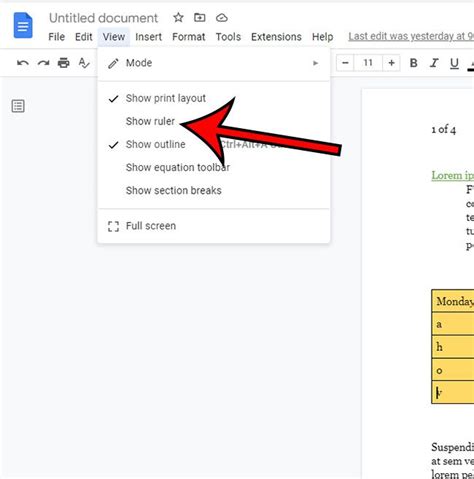 how to add rulers in google docs