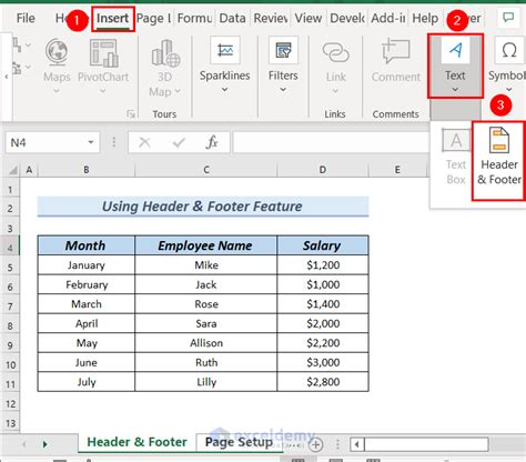 how to add same header to all pages in excel