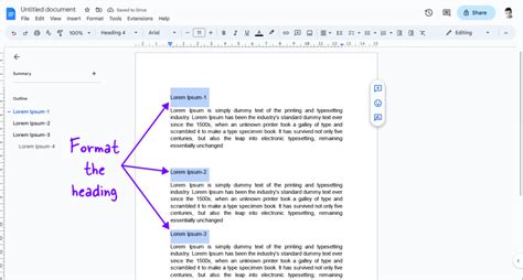 how to add sections to google doc