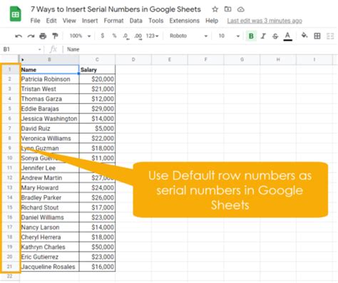 how to add serial number in google sheets without dragging