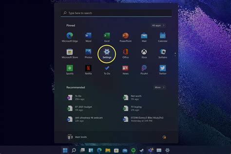 how to add settings to start menu windows 11