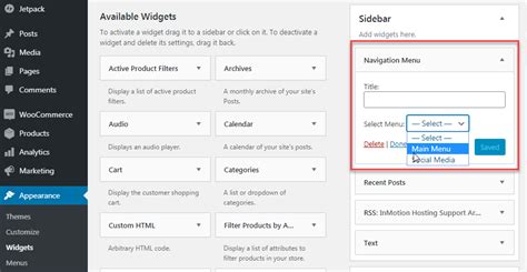 how to add side menu in wordpress