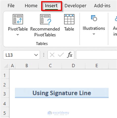 how to add signature in excel online