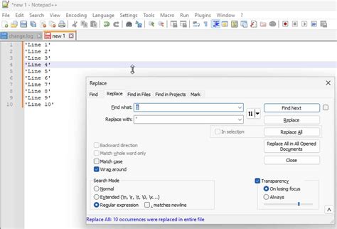 how to add single quotes in notepad++