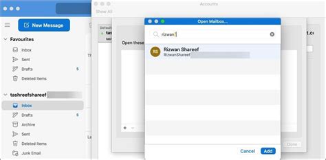 how to add someone to a shared mailbox in outlook mac