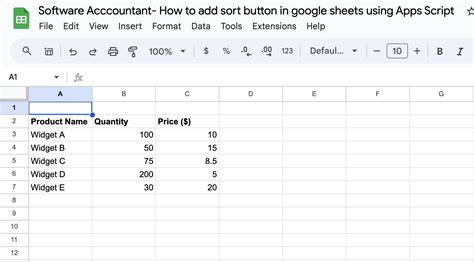 how to add sort button in google sheets