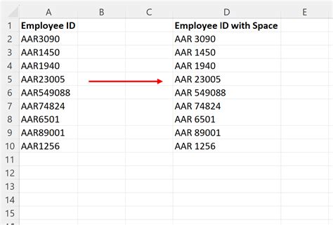 how to add space between text in excel formula
