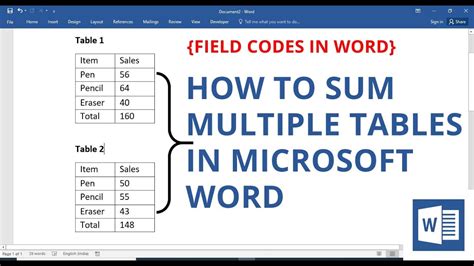 how to add sum function in word table