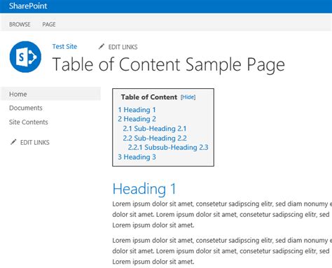 How To Add Table Of Contents In Sharepoint Word