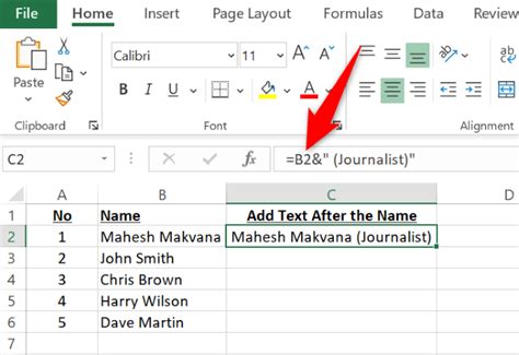 how to add text after formula in excel